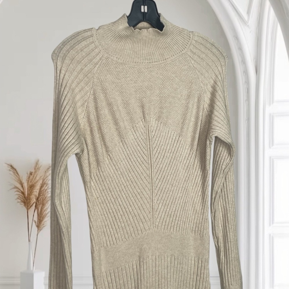 Made With Love Beige Sweater Dress - Women's Size S - Knee Length - Picture 6 of 12